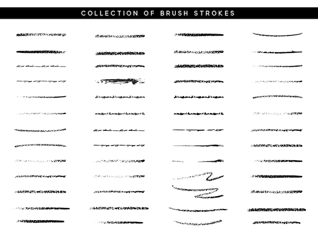 Vektor pinselstrich. farbsammlung von tuschepinseln.