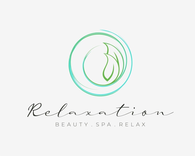 Pinselstrich kreis blatt natürliche entspannung beauty spa wellness aromatherapie vektor logo design