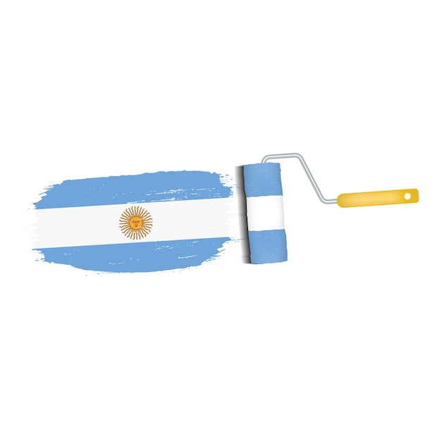 Vektor pinselstrich mit argentinischer nationalflagge isoliert auf weißem hintergrund vektor-illustration