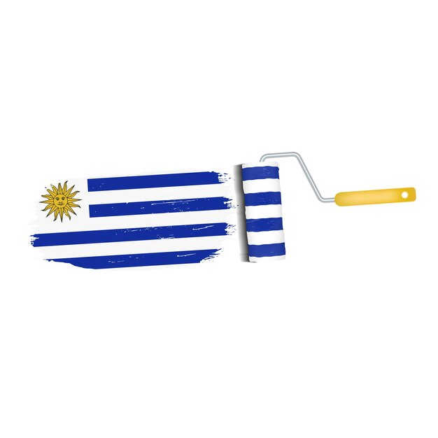 Pinselstrich mit uruguay-nationalflagge lokalisiert auf einer weißen hintergrund-vektor-illustration