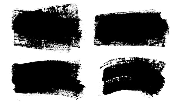 Pinselstriche Vektorpinsel Set Grunge-Design-Elemente Rechteck-Text-Felder oder Sprachblasen Schmutzige Not-Textur-Banner Tintenflecken Grungy gemalte Objekte