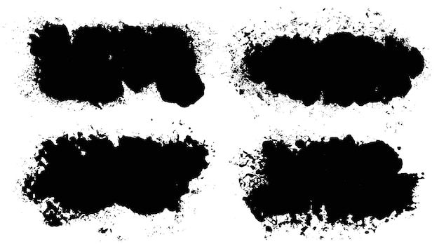 Pinselstriche Vektorpinsel-Set Grunge-Design-Elemente Rechteck-Textfelder Schmutzige Not-Textur-Banner Tinte-Splitter Grungy gemalte Objekte