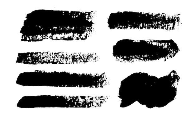 Pinselstriche Vektorpinsel-Set Grunge-Designelemente Rechteck-Textfelder Dünne schmutzige Not-Textur-Banner Tintenflecken Grungy bemalte Streifen