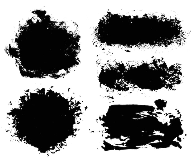 Pinselstriche Vektorpinsel-Set Grunge-Designelemente Rechteck- und runde Textboxen Schmutzige Not-Textur-Banner Tintenflecken Grungy gemalte Objekte