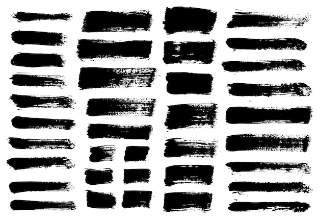 Pinselstriche Vektorpinselset Grunge-Designelemente Lange Textfelder Schmutzige Texturbanner Tintenspritzer Grunge bemalte Objekte