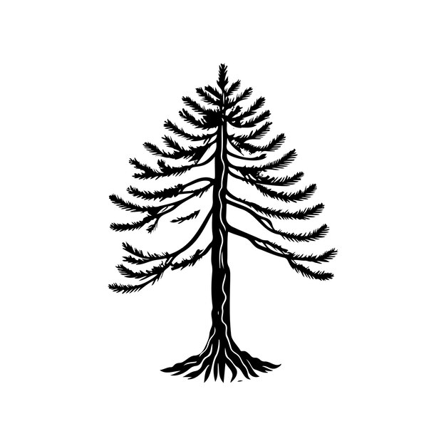 Pinus strobus icon handzeichnung schwarze farbe baum tag logo vektorelement und symbol