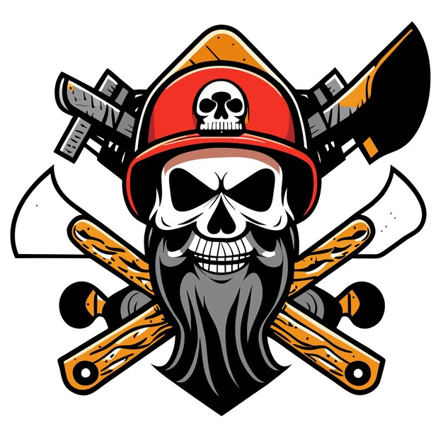 Vektor piraten-feuer-schädelhelm-logo-illustration des e-sports-maskottchens