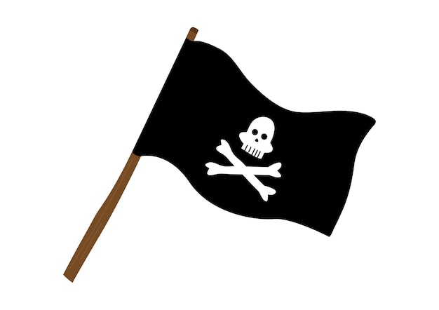 Piratenflagge mit Jolly Roger im flachen Stil