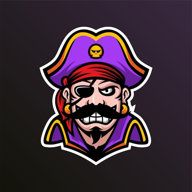 Vektor piratenkapitän esport logo