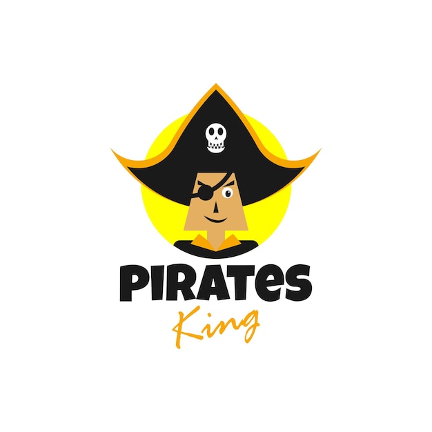 Piratenkopf illustration logokonzept mit süßem und minimalistischem stil