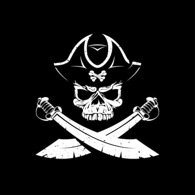 Vektor piratenschädel-symbol auf schwarz