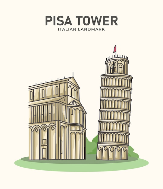 Pisa tower italienische wahrzeichen minimalistische illustration