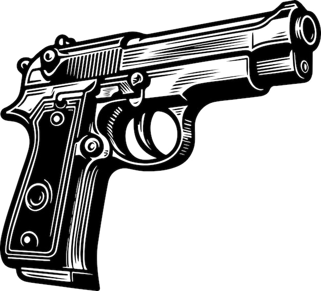 Pistol schwarze Umrisse Vektor-Illustration