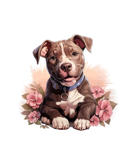 Vektor pitbull-blumenillustration