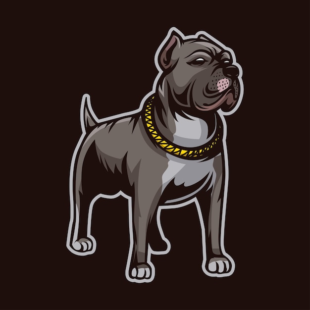 Pitbull-hundemaskottchen-karikatur-illustration