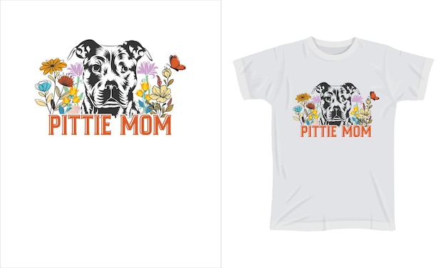 Vektor pittie mom farbenfrohes grafisches t-shirt wildblumen-t-shirt-design