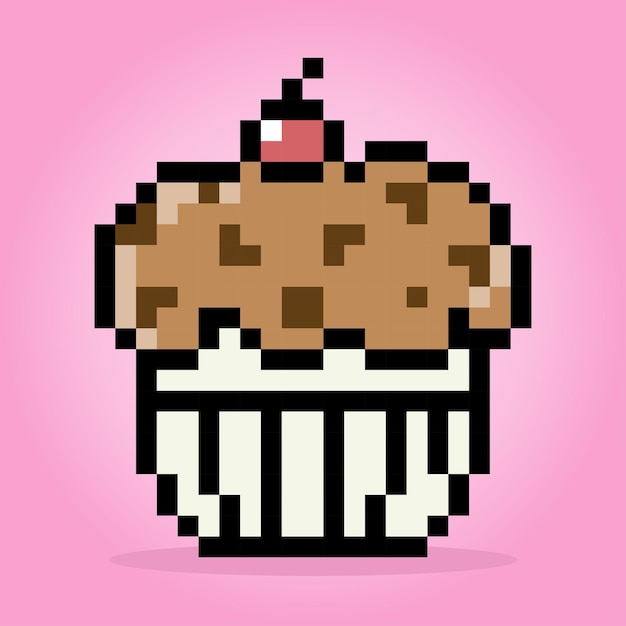 Pixel 8-bit-cupcake speisen in vektorgrafiken