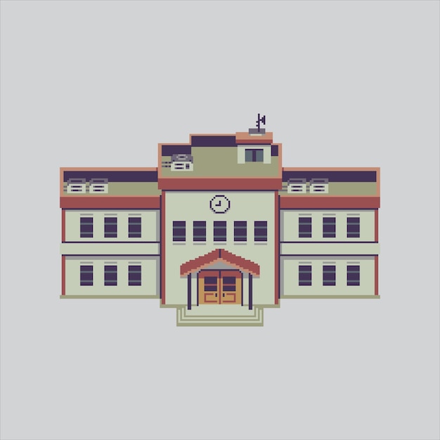 Pixel-Art-Illustration Schule pixelierte Schule Schulklasse Gebäude pixelierte für die Pixel-Art g