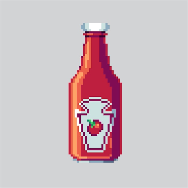 Pixel-Art-Illustration Spicy Sauce Pixelierte Tomatensauce Spicy Tomatoesauce Ketchup Icon Flasche