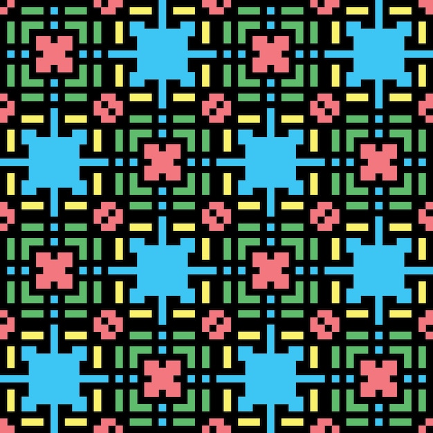 Pixel-Art nahtloses abstraktes Muster Vintage-Ästhetik Retro-Sprite-Design