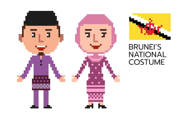 Pixel art nationaltracht brunei