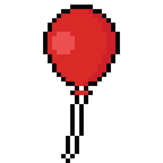 Vektor pixel-art-party mit rotem ballon-symbol