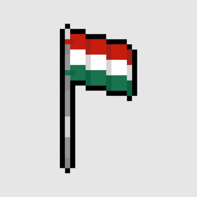 Vektor pixel-art-stil, 18-bit-stil vektor der ungarischen flagge