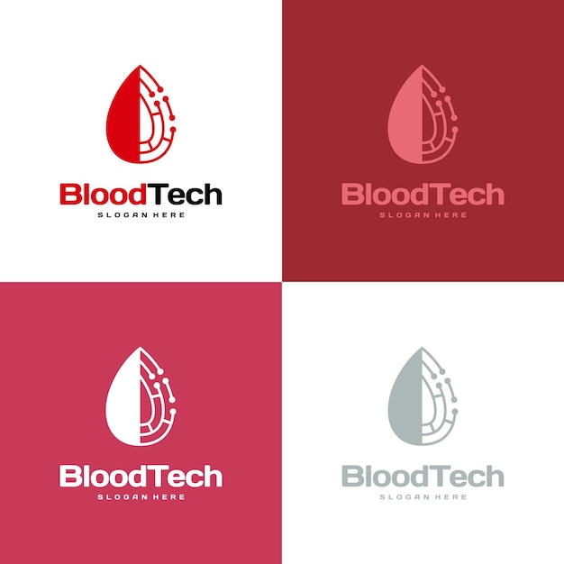 Pixel blood logo symbol, blood healthcare logo design template, blood technology logo design konzept vektor