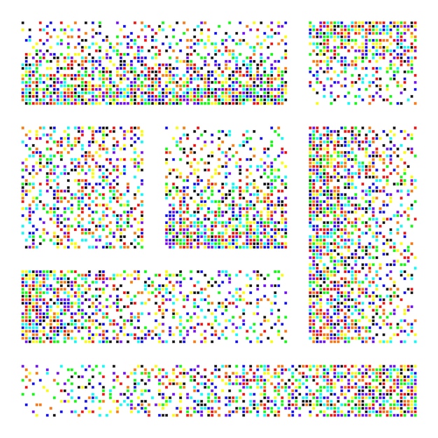 Pixel-Desintegration-Verfallseffekt verschiedene rechteckige Elemente aus quadratischen Formen verteilt