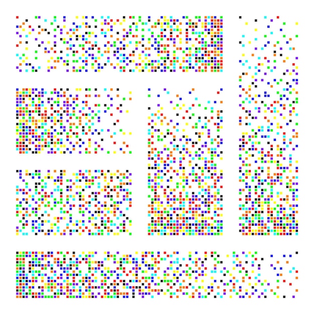 Pixel-Desintegration-Verfallseffekt verschiedene rechteckige Elemente aus quadratischen Formen verteilt