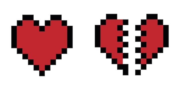 Pixel-Herz-Set schwarz-rotes Design