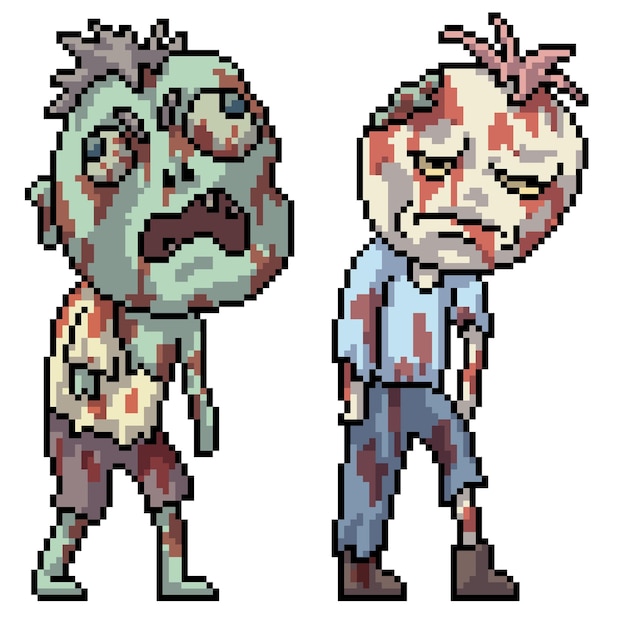 Pixel-kunst von zombie walking halloween