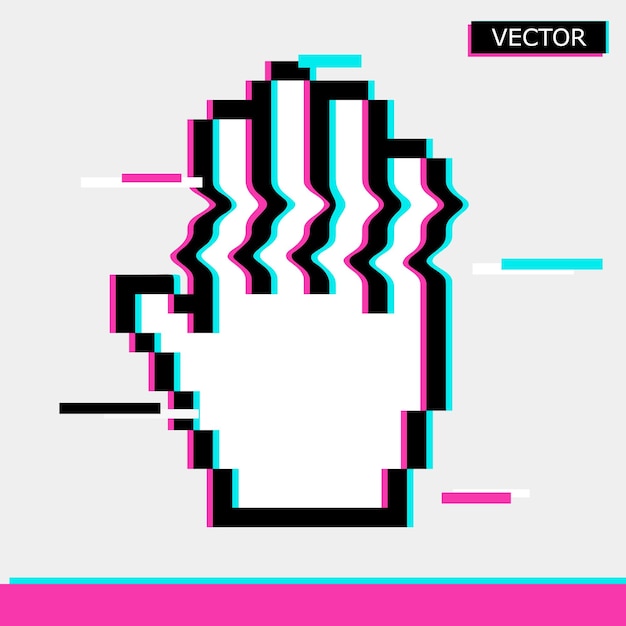 Vektor pixel-maus-hand-cursor-symbol zeichen flache design-vektor-illustration isoliert auf weißem hintergrund