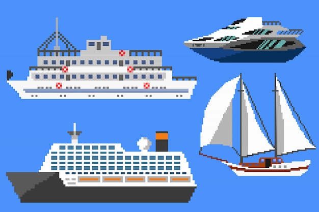 Pixel passagierschiffe und boote