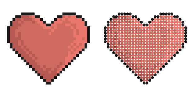 Pixel-Symbol Menschliches rotes Herz Valentinstagssymbol Einfacher Retro-Spielvektor isoliert auf Weiß