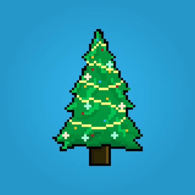 Vektor pixel-weihnachtsbaum-neujahrssymbol