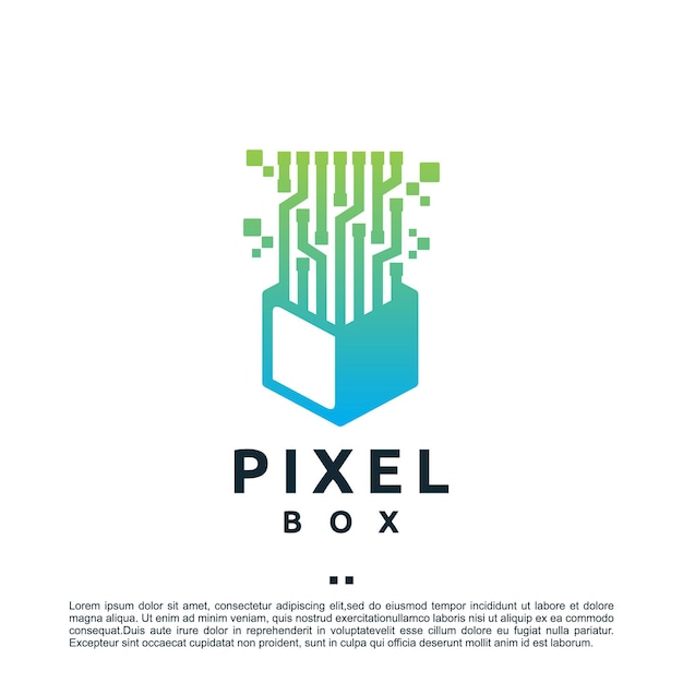 Pixelbox, technologie, logo-design-vorlage