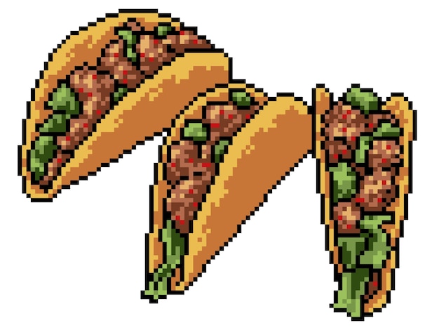 Pixelkunst-fleisch-taco-restaurant