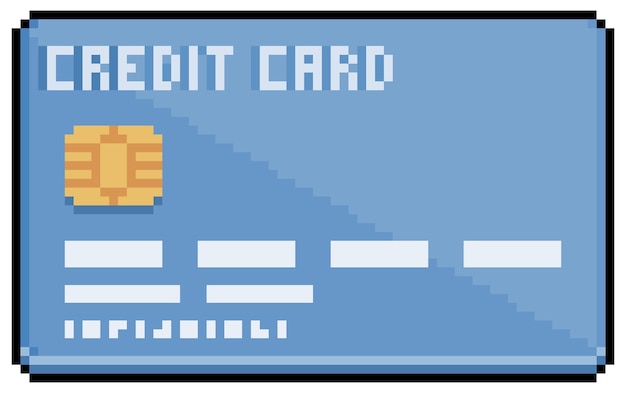 Pixelkunst-kreditkarten-vektorsymbol für 8-bit-spiel auf weißem hintergrund