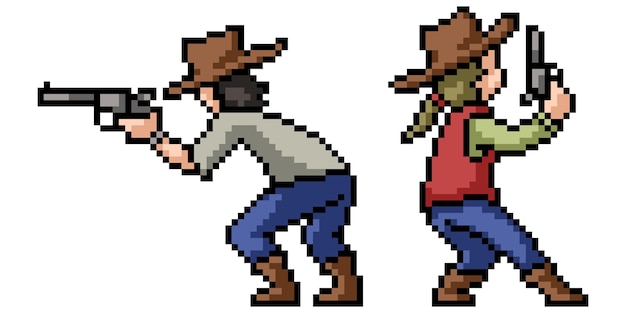 Pixelkunst-paar-cowboy-action