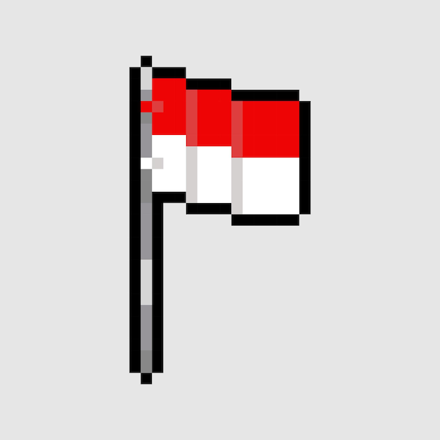 Vektor pixelkunststil, 18-bit-stil indonesien-flaggenvektor