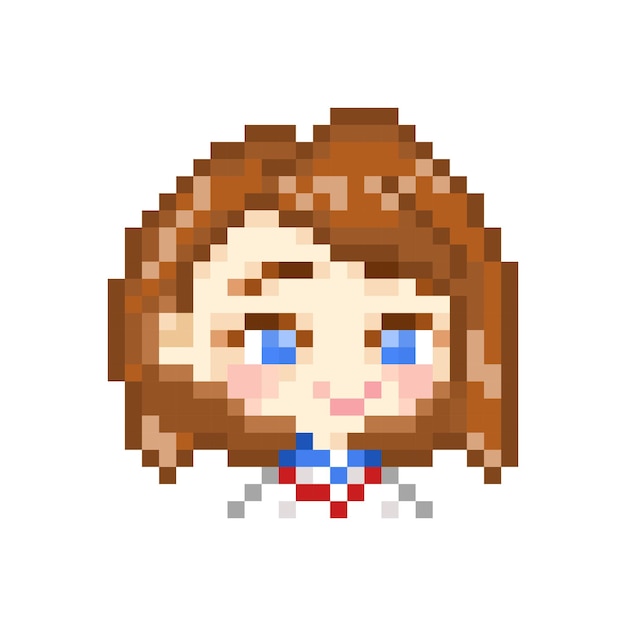 Pixelkunststil, 18-Bit-Stil süßer Chibi-Schulmädchen-Lächeln-Vektor