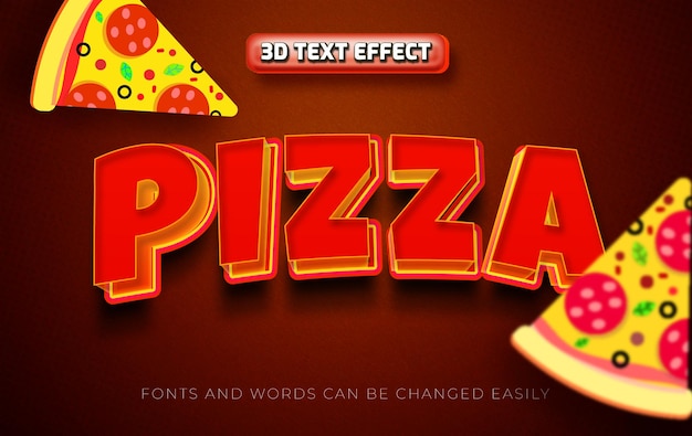 Vektor pizza 3d-texteffekt-stil