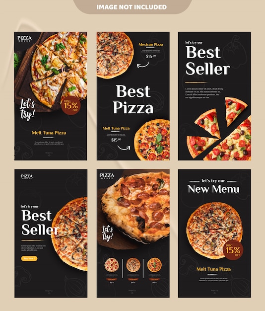 Vektor pizza essen menü förderung social media instagram geschichte banner vorlage