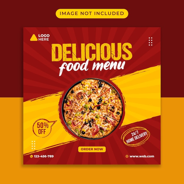 Pizza-food-menü social-media-banner-post-vorlage