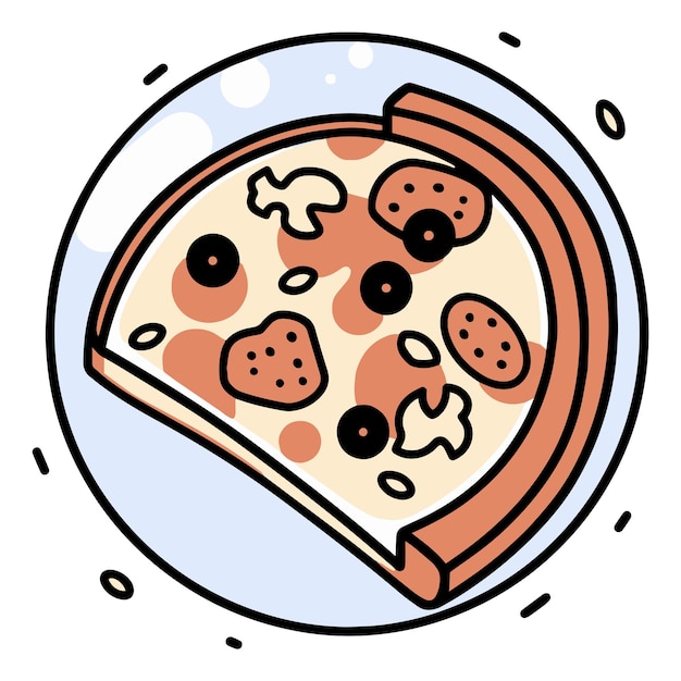 Pizza im Flat-Line-Art-Stil