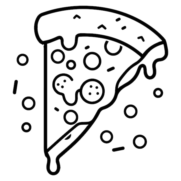 Pizza im flat-line-art-stil