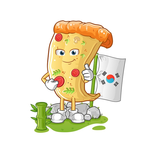 Pizza koreanischen charakter. cartoon maskottchen