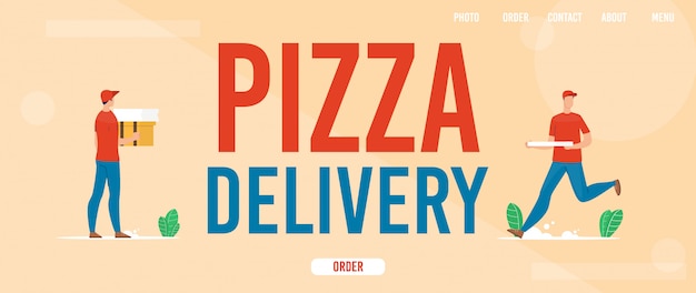 Pizza Lieferservice Flat Web Banner