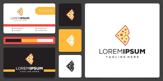 Pizza-logo-design-vorlage und visitenkarte